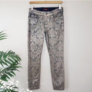 7FAM | Shimmery Gold Print Skinny Jeans Size 27